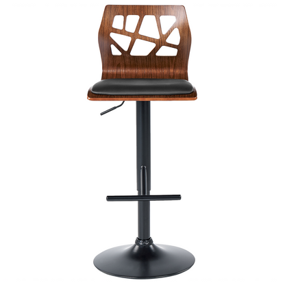 Set of 2 Bar Stools Brown Faux Leather Swivel Height Adjustable