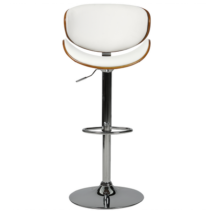 Modern Swivel Bar Stools Set Of 2 Dark Wood White Faux Leather