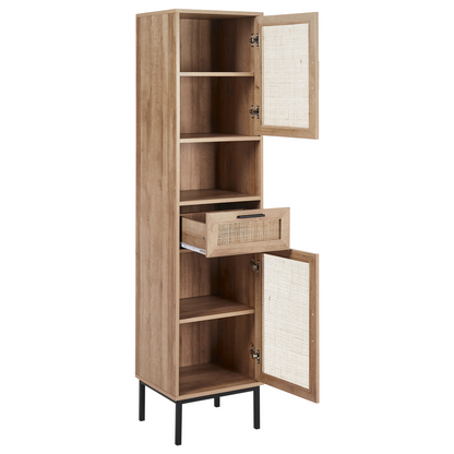 Bathroom Cabinet With Rattan Front Braided Design 40 x 165cm