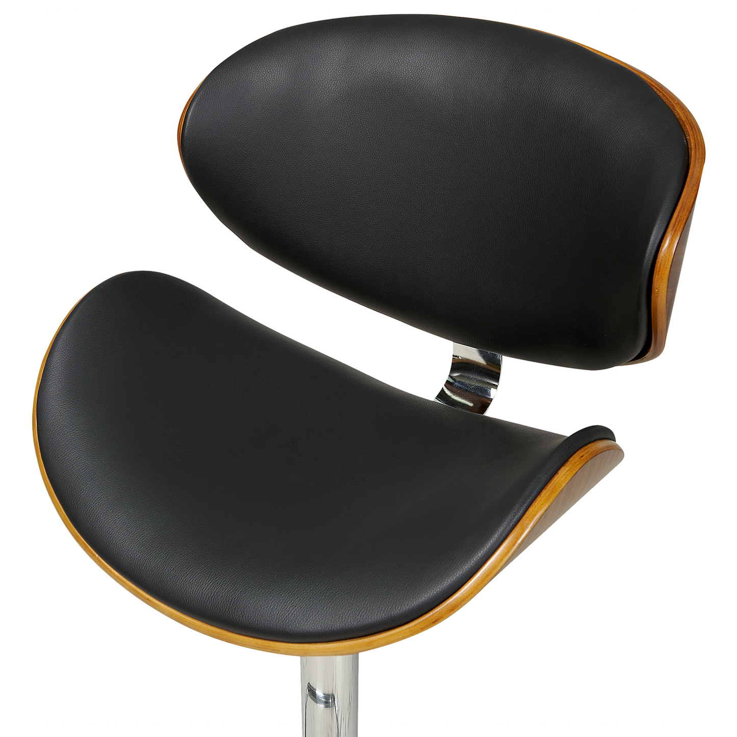 Modern Swivel Bar Stools Set Of 2 Dark Wood Black Faux Leather