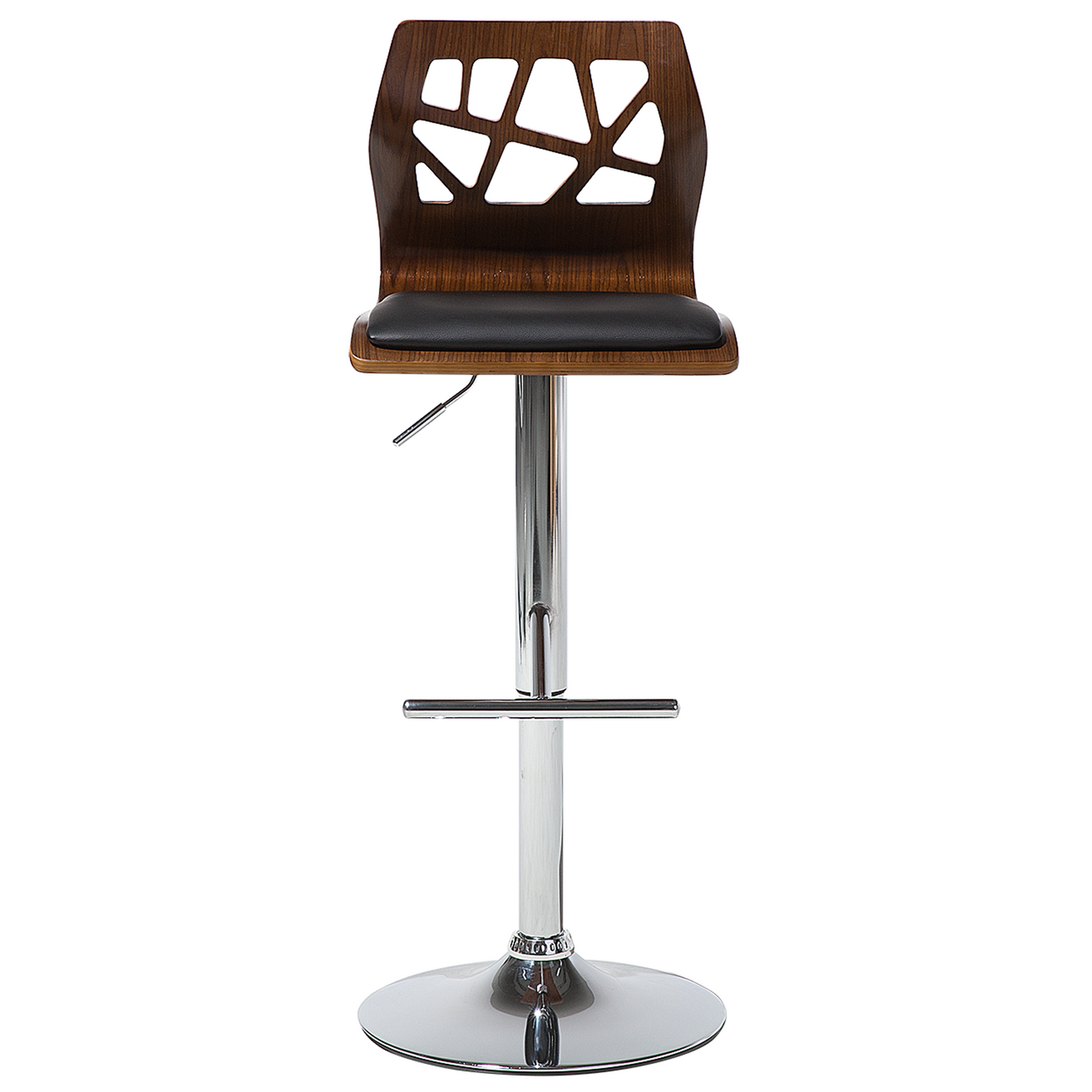 Bar Stools Set of 2 Dark Brown Faux Leather Swivel Gas Lift