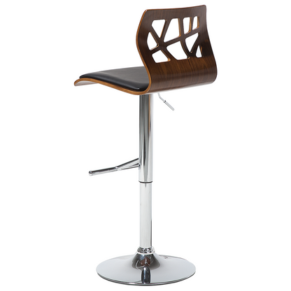 Bar Stools Set of 2 Dark Brown Faux Leather Swivel Gas Lift