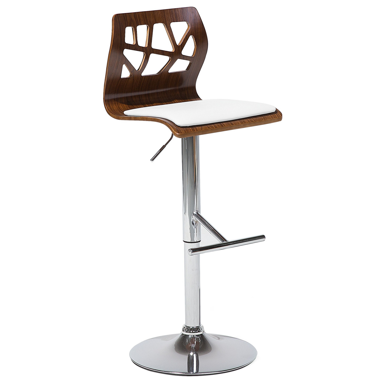 2 Pc Bar Stool Set Dark Brown White Faux Leather Gas Lift