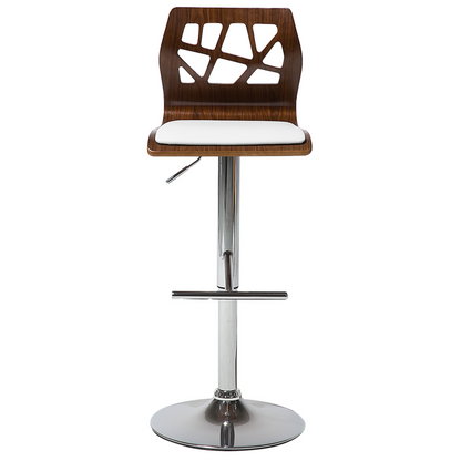 2 Pc Bar Stool Set Dark Brown White Faux Leather Gas Lift