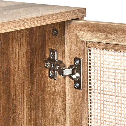 Bathroom Cabinet Light Brown Particle Board Rattan Front Braided 60 X 60cm Boho Design