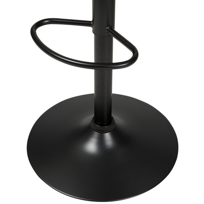 Set Of 2 Dark Wood Bar Stools Black Faux Leather Adjustable