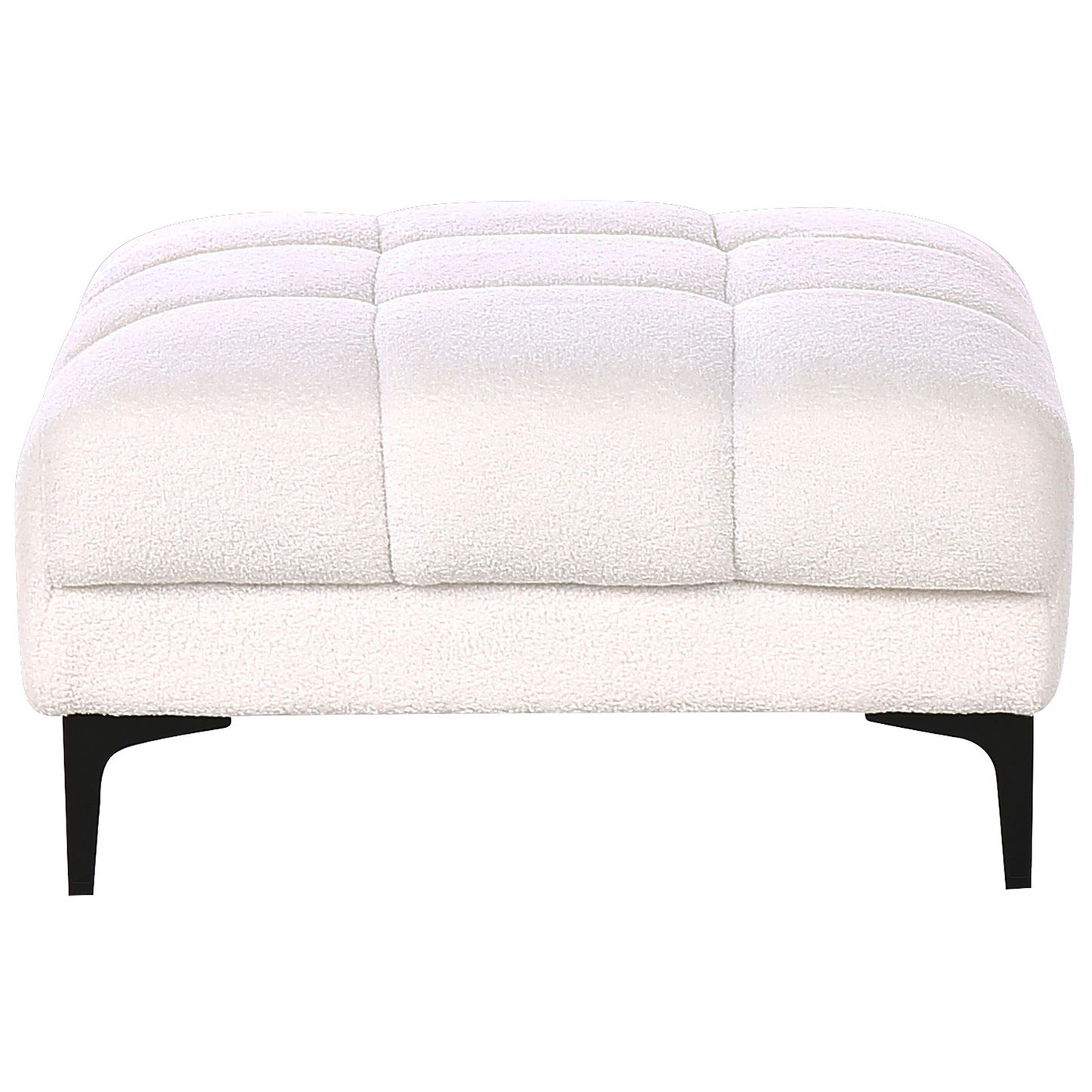 Ottoman White Boucle 80 x 88 x 41cm Tufted Footstool Sofa End for Living Room Decor
