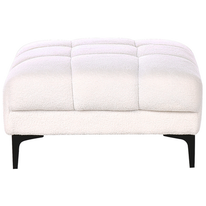 Ottoman White Boucle 80 x 88 x 41cm Tufted Footstool Sofa End for Living Room Decor