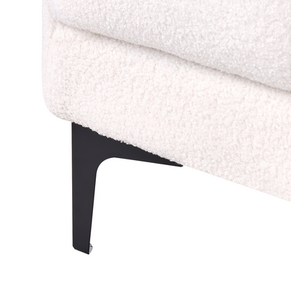 Ottoman White Boucle 80 x 88 x 41cm Tufted Footstool Sofa End for Living Room Decor