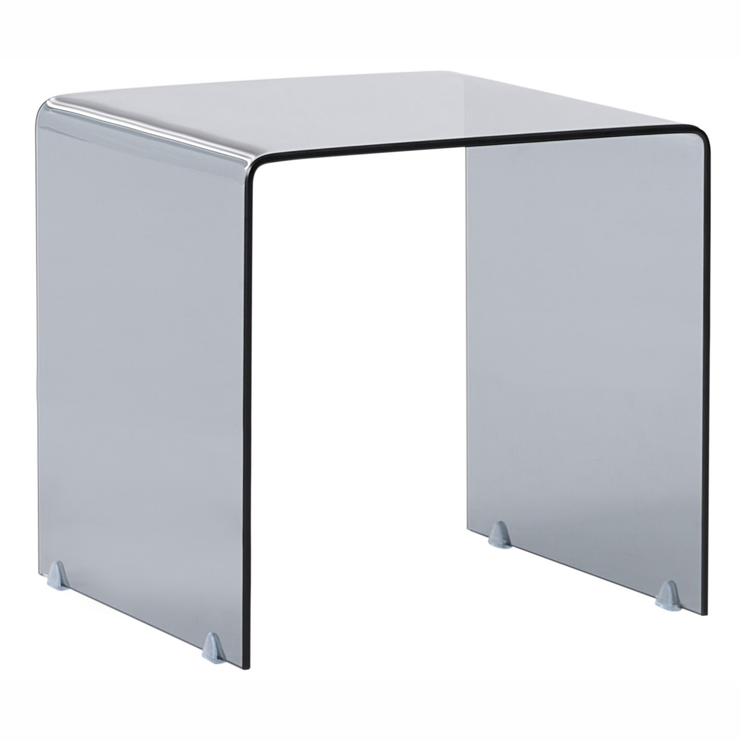Nest Of 2 Side Tables Black Rectangular Glass Minimalist