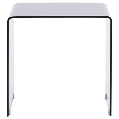 Nest Of 2 Side Tables Black Rectangular Glass Minimalist