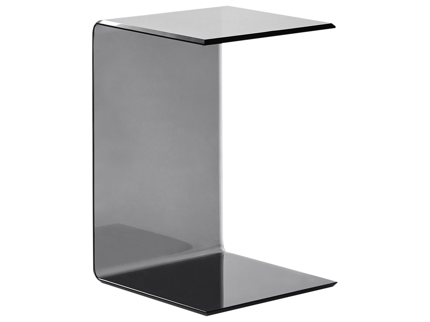 Cantilever Side End Table Semi Transparent Black Glass 40 x 61 Centimeters Modern Minimalist