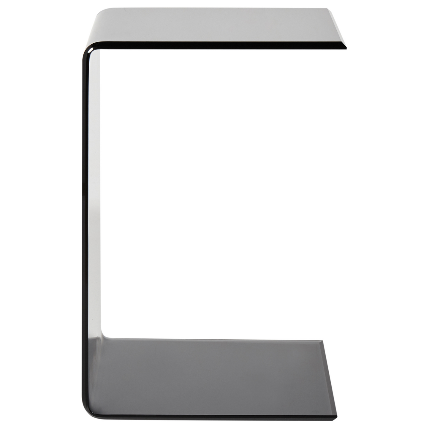 Cantilever Side End Table Semi Transparent Black Glass 40 x 61 Centimeters Modern Minimalist