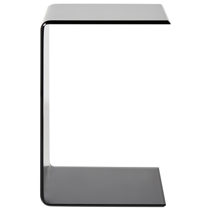 Cantilever Side End Table Semi Transparent Black Glass 40 x 61 Centimeters Modern Minimalist
