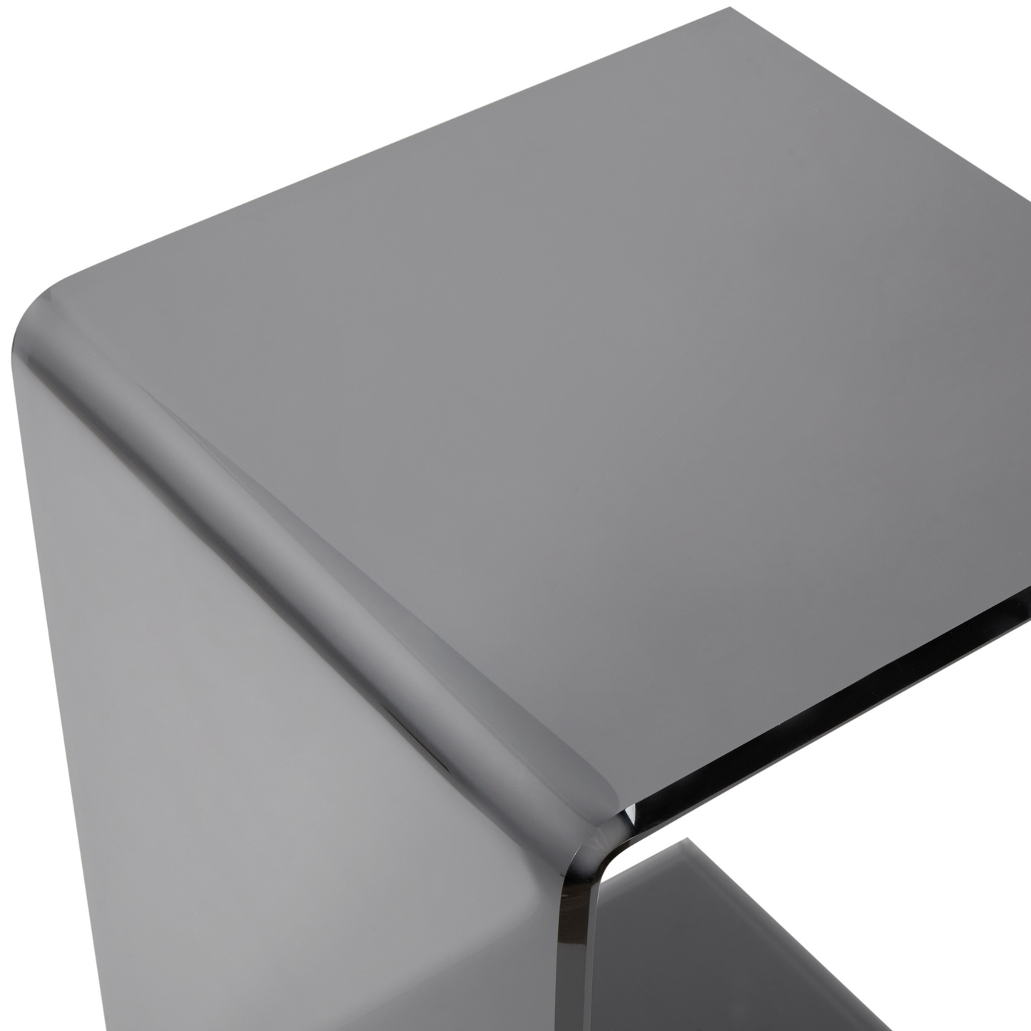 Cantilever Side End Table Semi Transparent Black Glass 40 x 61 Centimeters Modern Minimalist