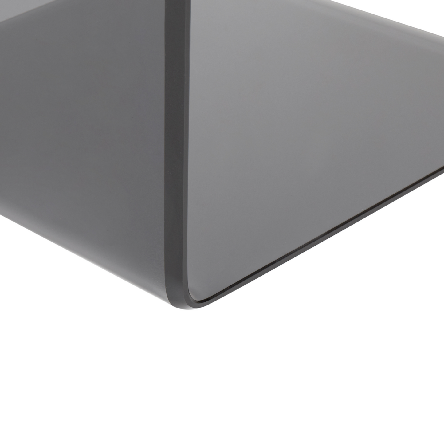 Cantilever Side End Table Semi Transparent Black Glass 40 x 61 Centimeters Modern Minimalist