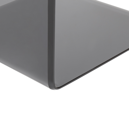 Cantilever Side End Table Semi Transparent Black Glass 40 x 61 Centimeters Modern Minimalist