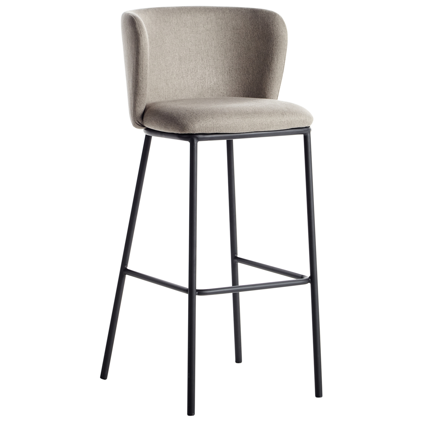 Taupe Bar Chairs Set Of 2 Armless Curved Back Black Legs