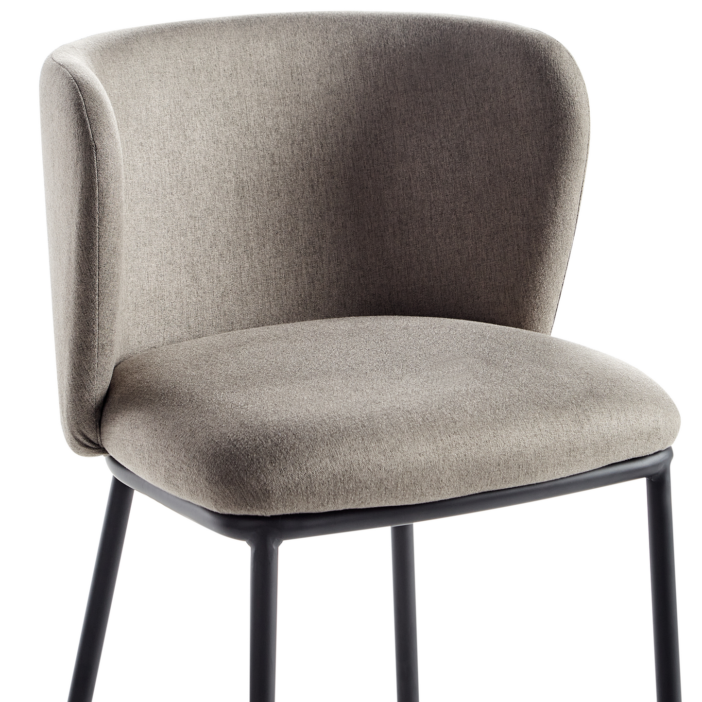 Taupe Bar Chairs Set Of 2 Armless Curved Back Black Legs