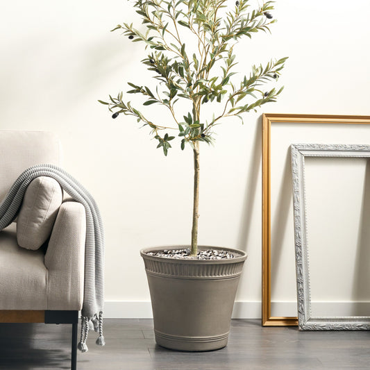 Grey Round Matte Planter 44cm Indoor Outdoor