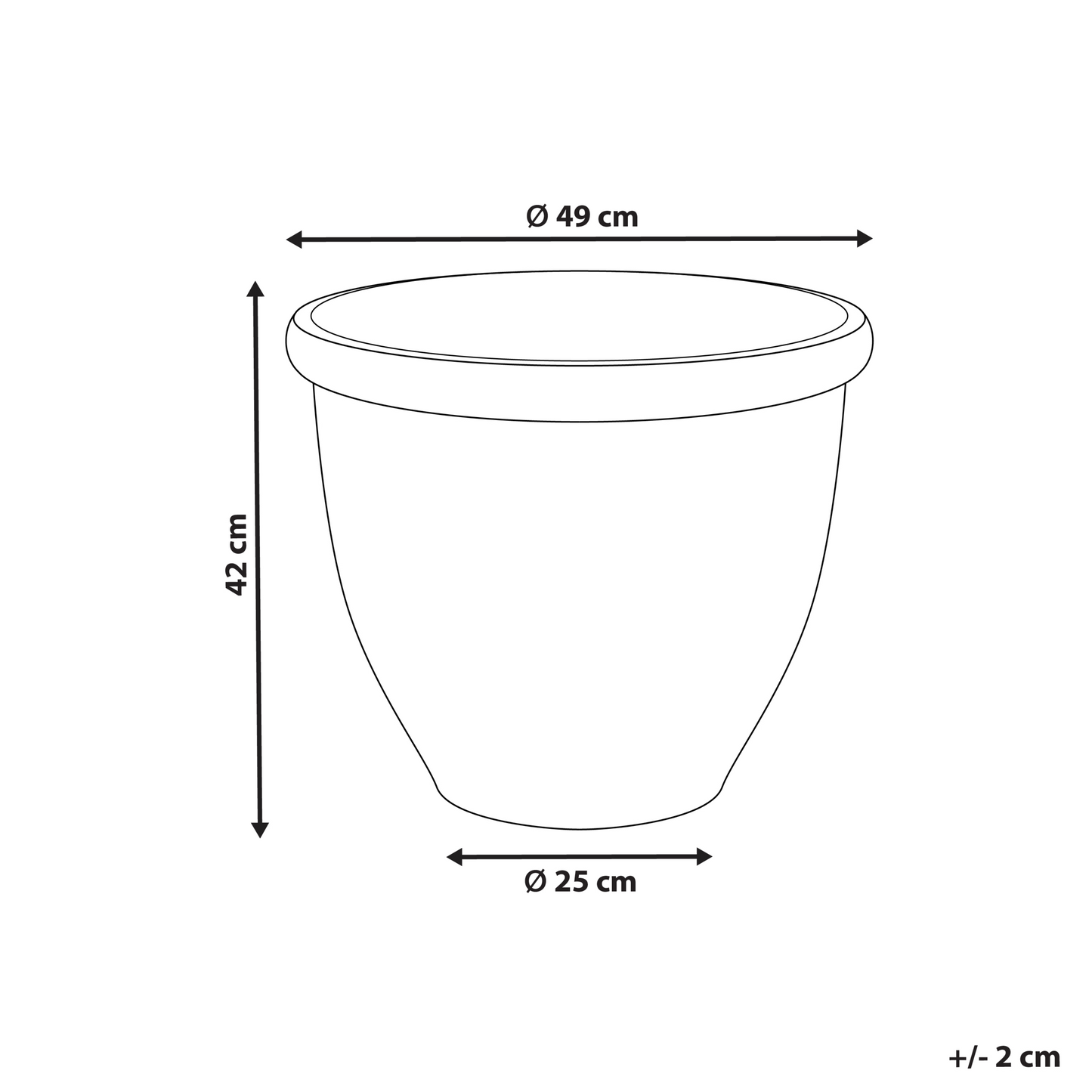 Round Solid Grey Plant Pot 49cm All Weather Polyresin