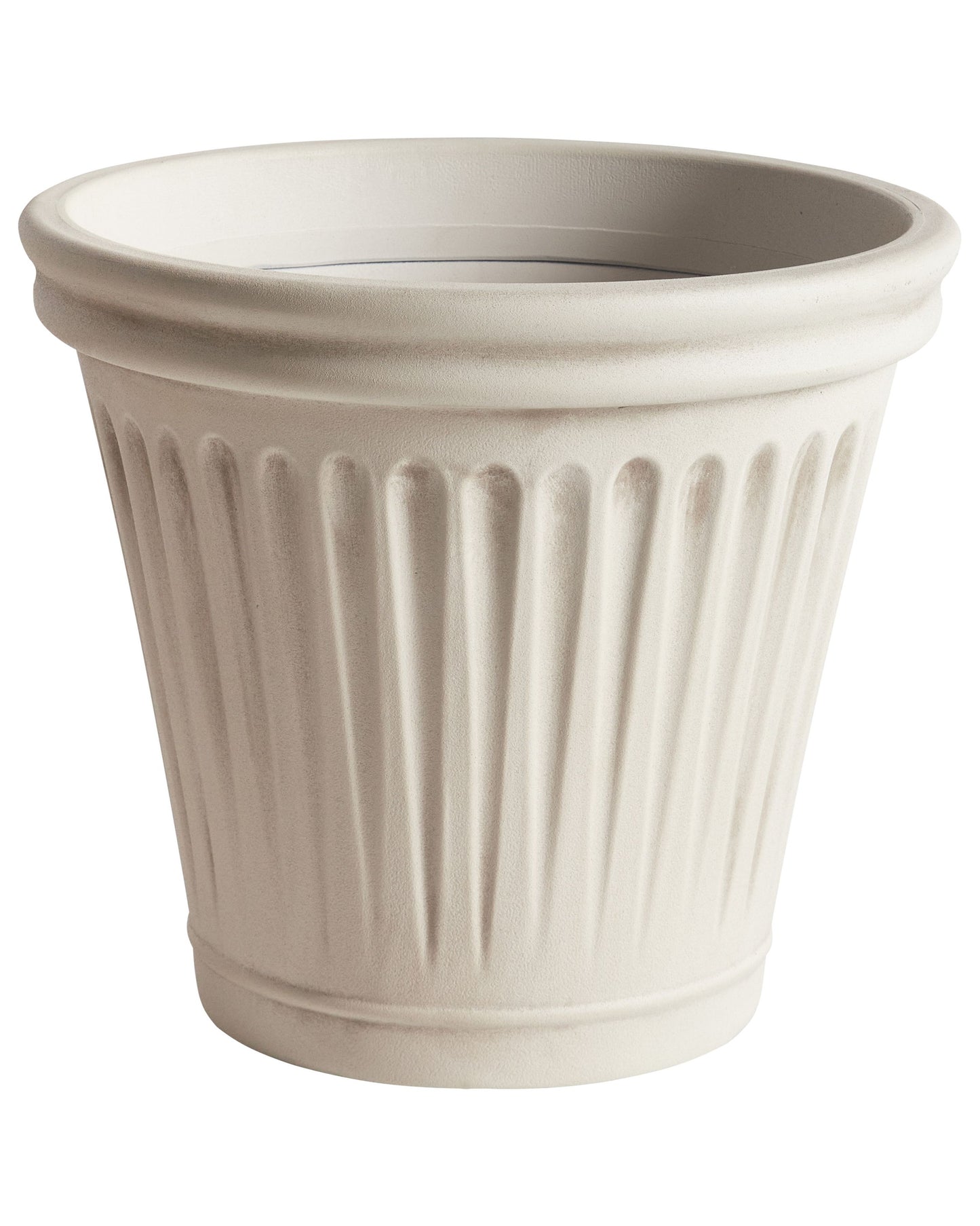 Flower Pot Light Beige Polyresin 43cm Round Glaze Finish Indoor Outdoor