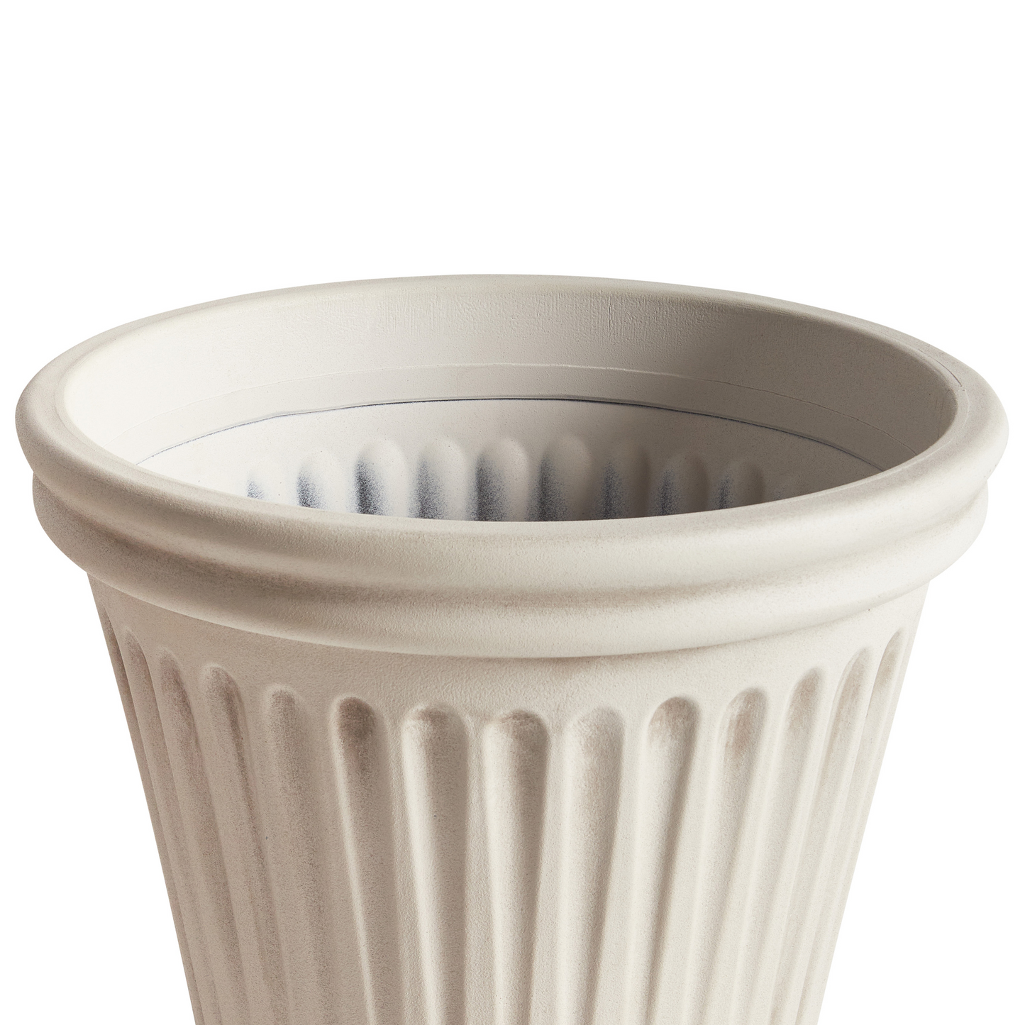 Flower Pot Light Beige Polyresin 43cm Round Glaze Finish Indoor Outdoor