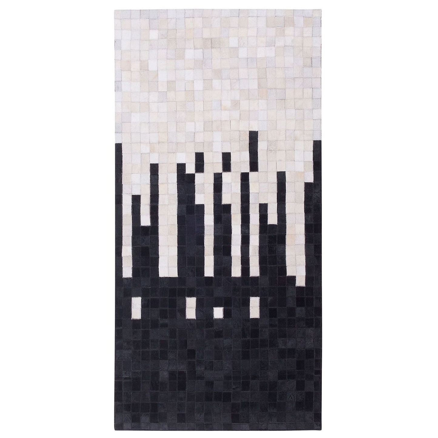 Couture Cowhide Area Rug Black White 80 x 150cm Handcrafted Geometric
