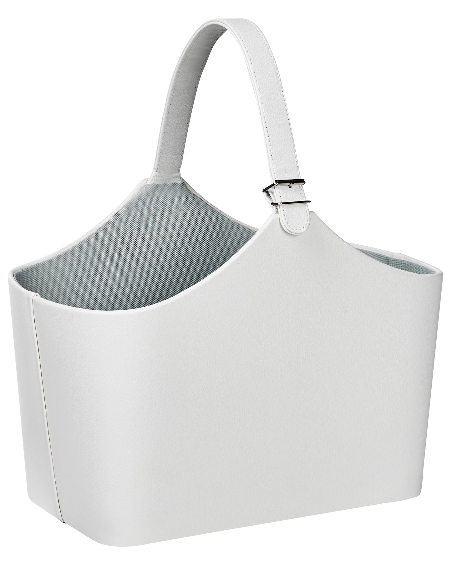 Light Grey Faux Leather Storage Basket Handmade With Handles