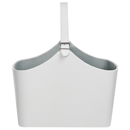Light Grey Faux Leather Storage Basket Handmade With Handles