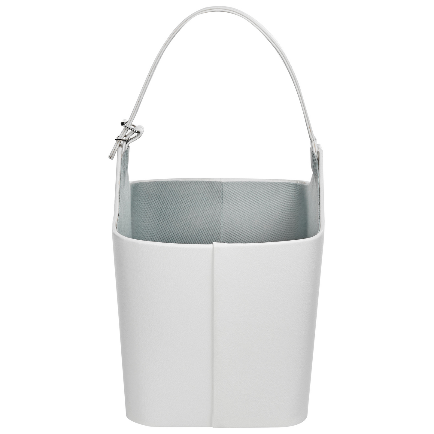 Light Grey Faux Leather Storage Basket Handmade With Handles
