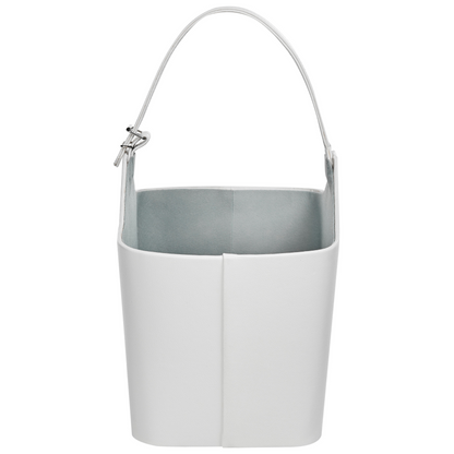 Light Grey Faux Leather Storage Basket Handmade With Handles