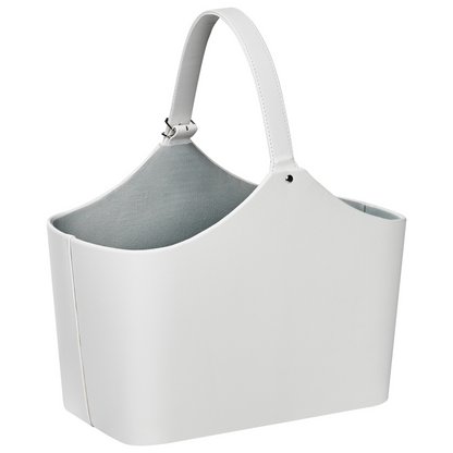 Light Grey Faux Leather Storage Basket Handmade With Handles