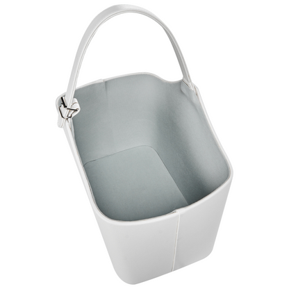 Light Grey Faux Leather Storage Basket Handmade With Handles