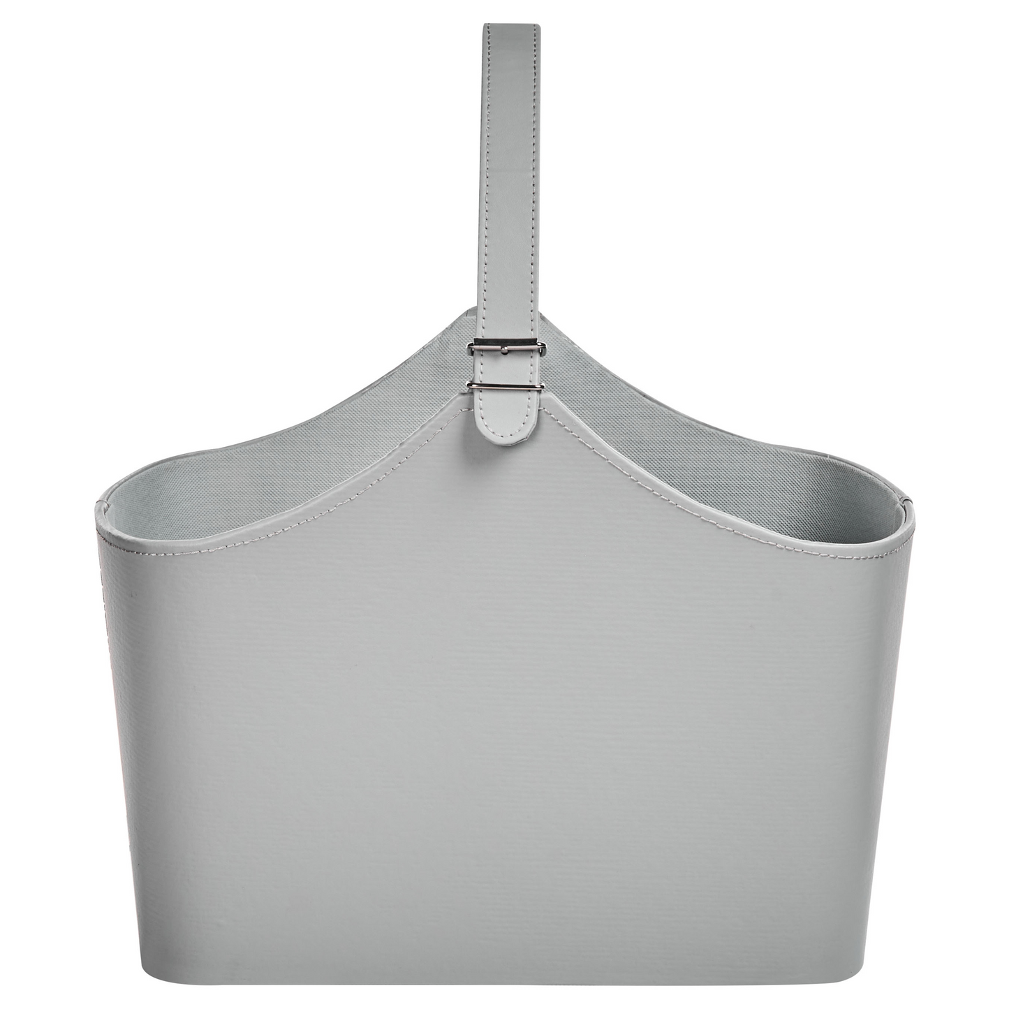 Velora Home Grey Faux Leather Storage Basket With Handmade Handles Rustic Magazine Rack