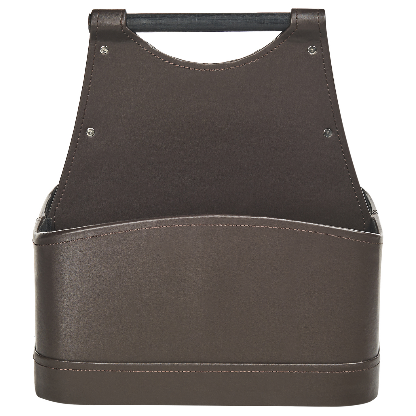 Dark Brown Faux Leather Handmade Storage Basket With Handles