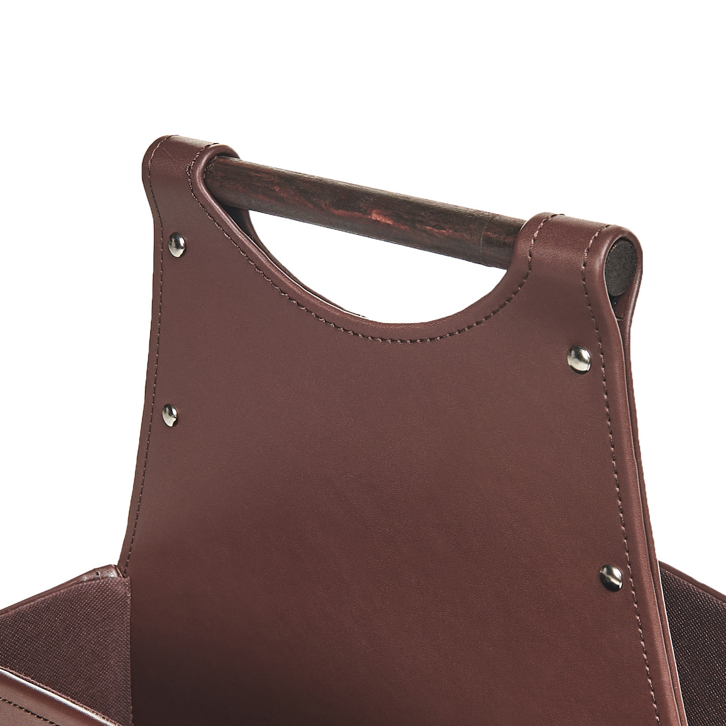 Brown Faux Leather Storage Basket With Double Compartments