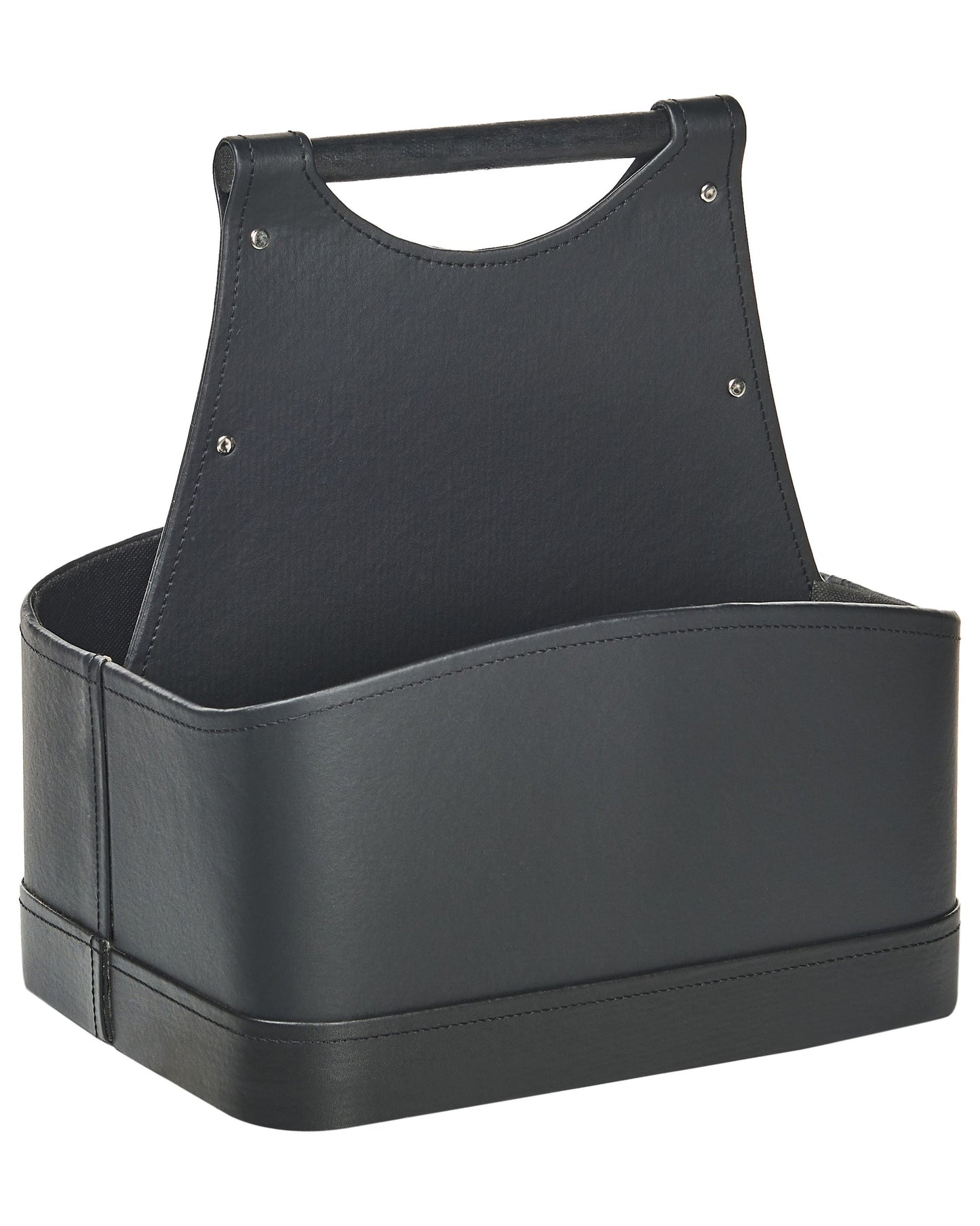 Graphite Grey Faux Leather Storage Basket Handmade Handles