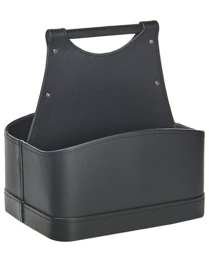 Graphite Grey Faux Leather Storage Basket Handmade Handles