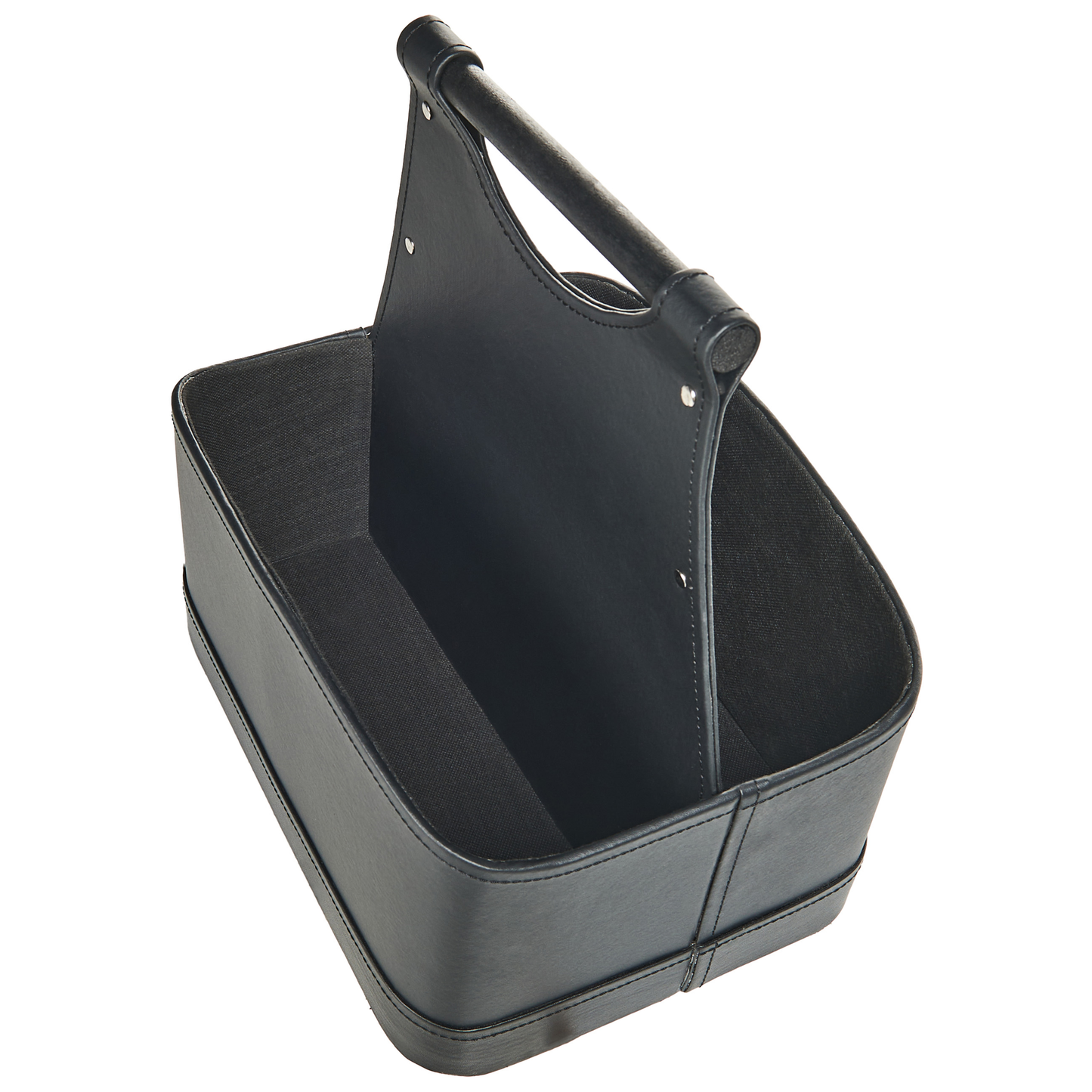 Graphite Grey Faux Leather Storage Basket Handmade Handles