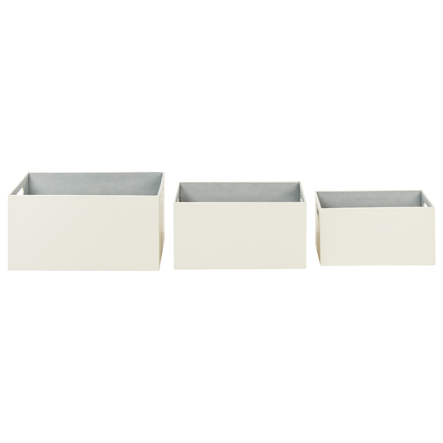 Beige Faux Leather Storage Baskets Set Of 3 With Handles For Shelves And Home Organization