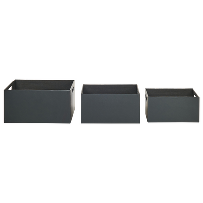 Graphite Set of 3 Faux Leather Storage Baskets with Handles