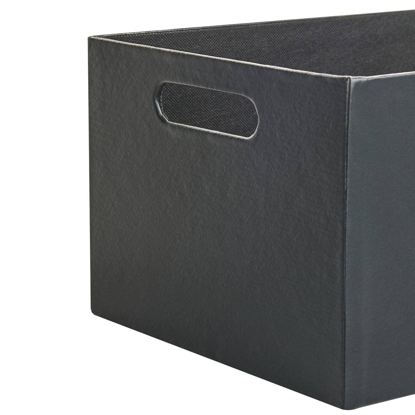 Graphite Set of 3 Faux Leather Storage Baskets with Handles