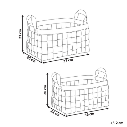 Dark Brown Faux Leather Storage Baskets 2 With Handles