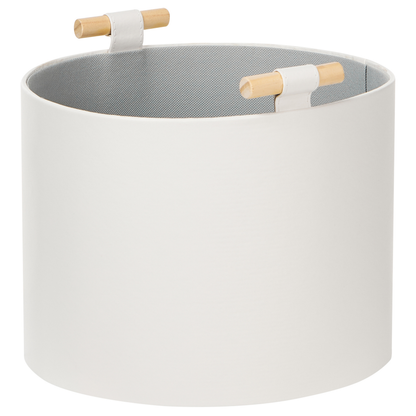 3-Piece Off-White Faux Leather Storage Baskets With Handles