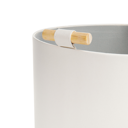 3-Piece Off-White Faux Leather Storage Baskets With Handles