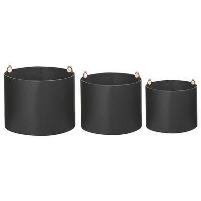 Everhome Faux Leather Storage Baskets Set of 3 with Handles Black
