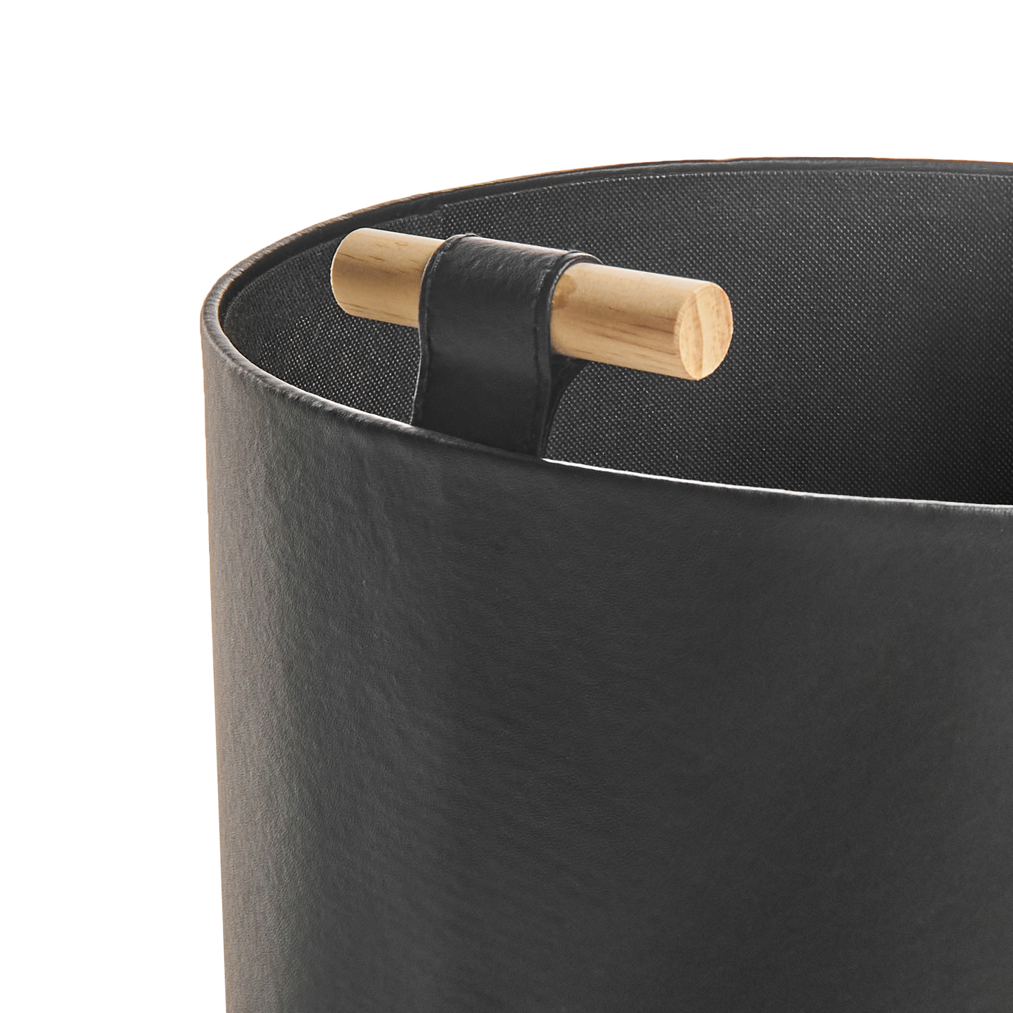 Everhome Faux Leather Storage Baskets Set of 3 with Handles Black