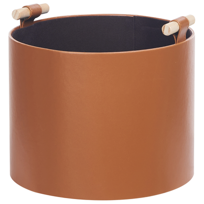 Trio Handmade Baskets Brown Faux Leather with Handles