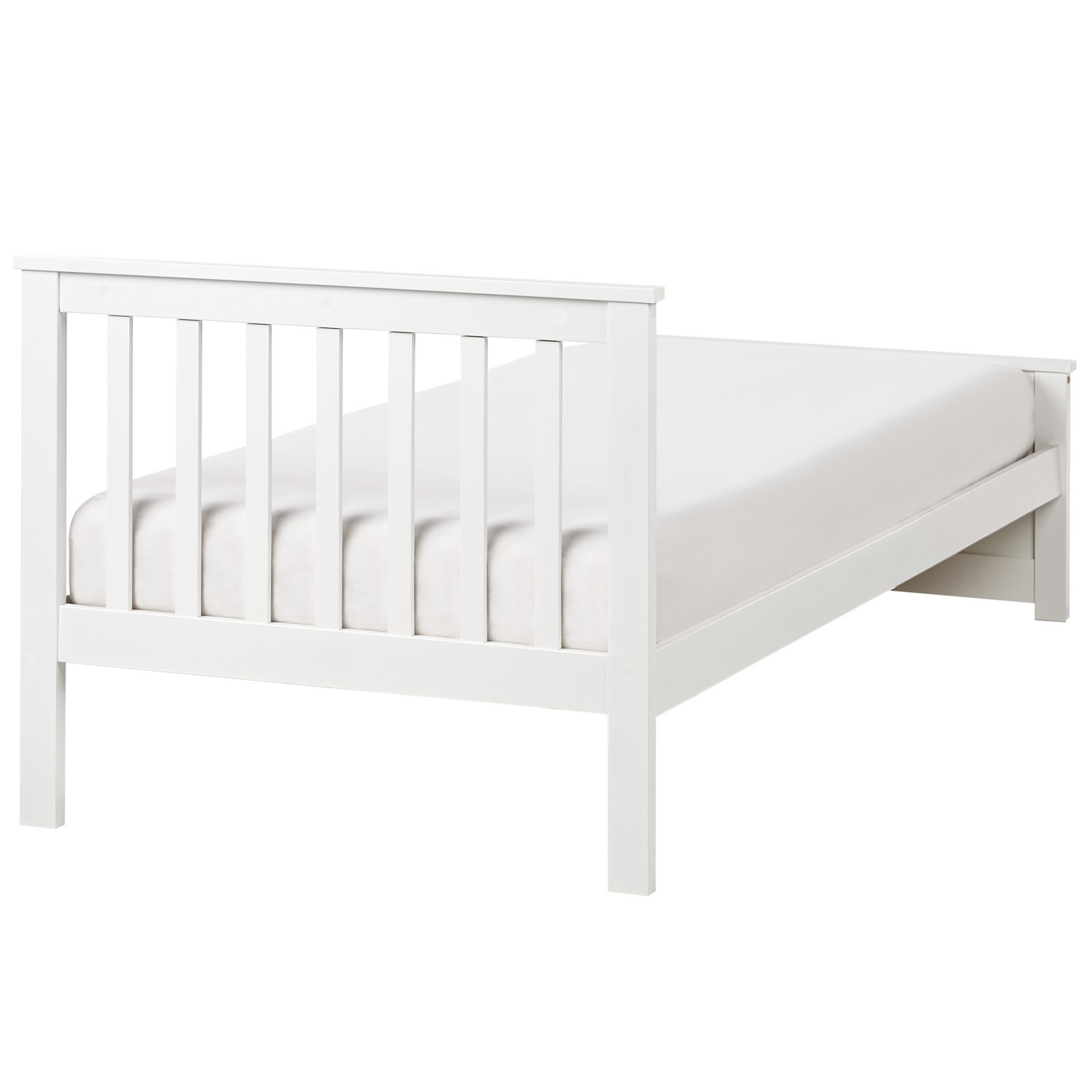 PineLane Bed Frame White Pine Wood Single 3Ft Headboard Minimalist